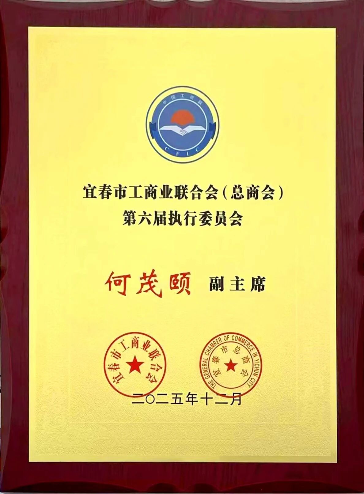 喜报！热烈祝贺江西春兴新能源有限公司总经理、党支部书记何茂颐女士再次当选宜春市工商业联合会（总商会）执行委员会副主席！